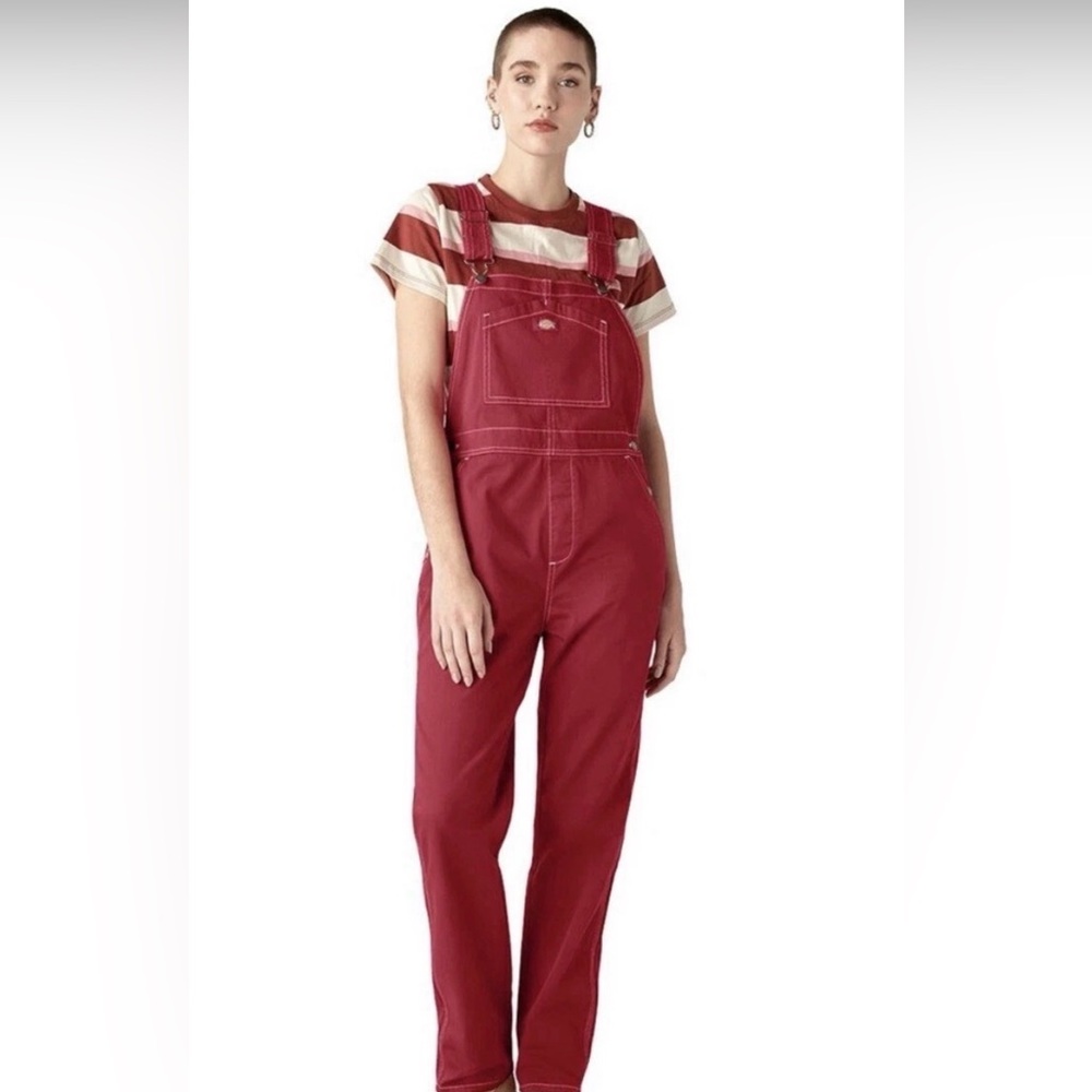 Dickies Women's Red Denim Overalls NWT